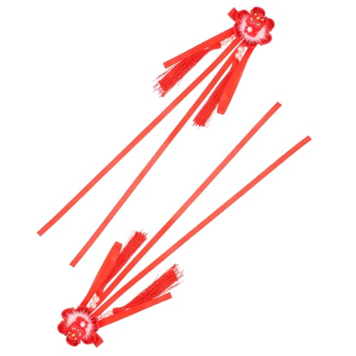 Supvox 1 Paar Haarspangenzubehör Haarzubehör Haarstifte Haarnadel Und Hochzeit Werkzeug Quaste Haarspange Haarschmuck für Damen Accessoires im chinesischen Stil Quastenclips Metall rot von Supvox