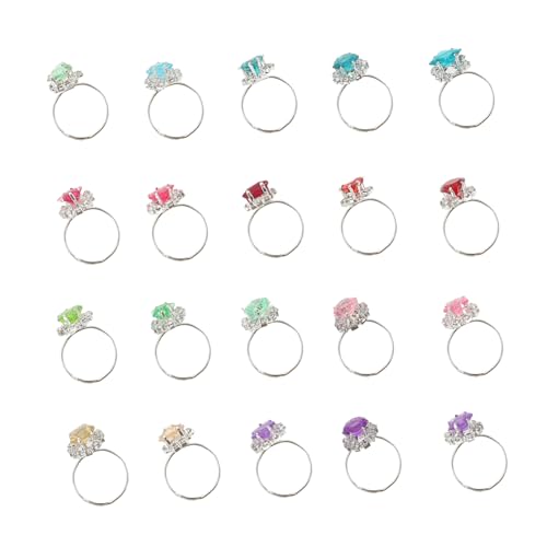 Supvox 20 Stück Kinder Dekorative Ringe Simulation Fingerringe Für Mädchen Buntes Schmuckgeschenk Rollenspielspielzeug Für Partys Und Geburtstagsfeiern von Supvox