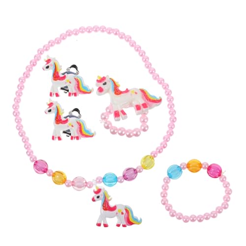 Supvox 1 Set Schmuck Armbänder Mädchen Ohrring Mädchen Halskette Töchter Armband Kleinkind Prinzessin Ornamente Ringe Des Deckels Der Ring Perlenring Rosa Acryl von Supvox