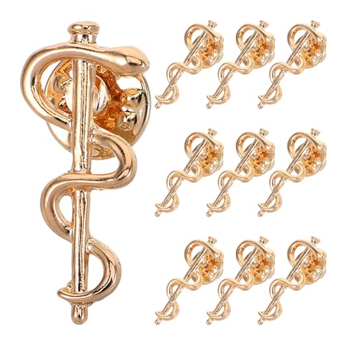 Supvox 10 stücke Schmuck Zauberstab Brosche Label Pin Emblem Pin Medizin Schlange Caduceus Pflege Präsentieren Rucksack Revers Für Doktor Nurse Golden von Supvox