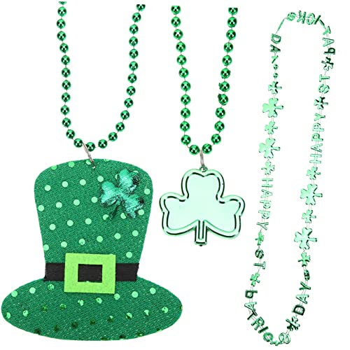 Supvox 12 Stück Teiliges Patrick's Day Kleeblatt Perlenkette Set Grüne Halskette für Damen Dekoration für Partys und Festlichkeiten Vielseitige Verwendungsmöglichkeiten von Supvox