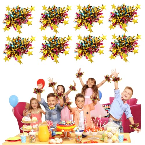 Supvox 14 Stück Teiliges Cheerleader Pom Poms Bunte Fünfzackige Handliche Performance Requisiten Voluminös und Strapazierfähig Vielseitig für Handgelenk oder Haar für von Supvox