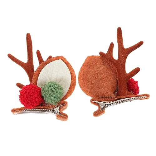 Supvox 1Paar Rentier Haarspangen Weihnachts Geweih Haarclips Süße Haarnadeln für Festliche Kopfbedeckung Weihnachtsaccessoires für Partys und Feiern Robust von Supvox