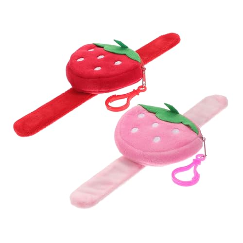 Supvox 2 Stück Plüsch Erdbeer Slap Armband Weiche Früchte Snap Bracelets für Erwachsene Leichtes Bequemes Partyzubehör und für Mädchen und Jungen von Supvox