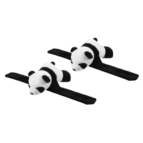 Supvox 2 Stück Plüsch Panda Slap Armband Kuscheltier Handgelenkband Partygeschenk für Jungen Mädchen Geburtstagsmitgebsel Dschungel Motto Leicht und Bequem von Supvox