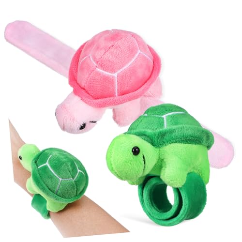 Supvox 2 Stück Plüsch Schildkröte Klatscharmbänder Weiche Flausch-armbänder mit Baumwollfüllung Komfortable Decorative Bracelets für Karneval Partygeschenke Klassenzimmerpreise von Supvox