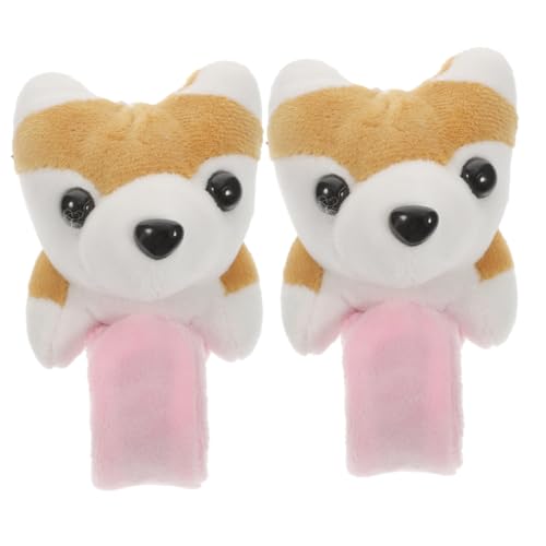 Supvox 2 Stück Plüsch schnapparmband mit Niedlichem Tiermotiv Weiches Kuschelmaterial Komfortabel und Langlebig als für Party Festival und Alltag Husky Gelb von Supvox
