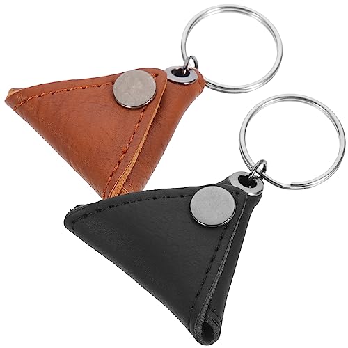 Supvox 2 Stück Teiliges Gitarren Pick Container mit Schlüsselring Robuste PU Aufbewahrungstasche für Plektren Organizer für Gitarren Picks Schwarz und Braun von Supvox