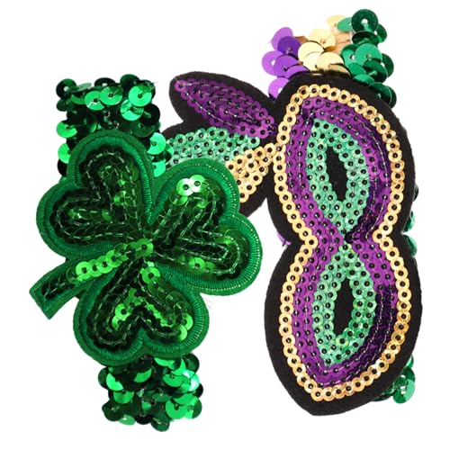 Supvox 2 Stück Teiliges Patrick Day Armband mit Pailletten Irish Party Handgelenkband Gold und Grün Dekoratives Schmuck Accessoire für Fest Kostüm und von Supvox