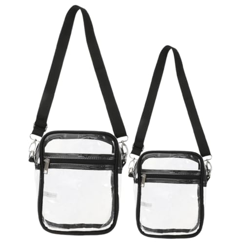 Supvox 2 Stück Teiliges Transparentes PVC Crossbody Bag mit Verstellbarem Riemen Durchsichtige Umhängetasche mit Reißverschluss Stadionzulässig für Konzerte Sportveranstaltungen Reisen von Supvox