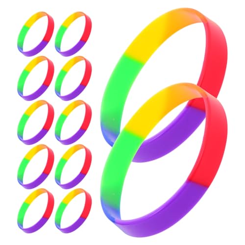 Supvox 20 Stück Bunte Pride Month Silikonarmbänder in Regenbogenfarben für Erwachsene Strapazierfähige Auffällige Partyarmbänder für Feierlichkeiten und Inklusive Events von Supvox
