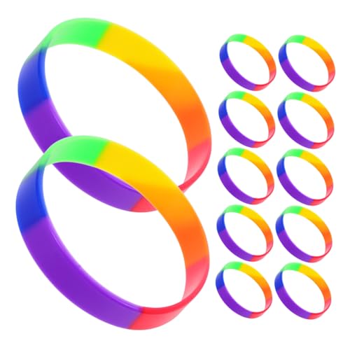 Supvox 20 Stück Teiliges Bunte Silikonarmbänder für Pride Month Flexible Kinderfreundliche Regenbogen Wristbands für Lgbt Events Bequemer Sitz Passform Lebendige Farben Partyzubehör von Supvox