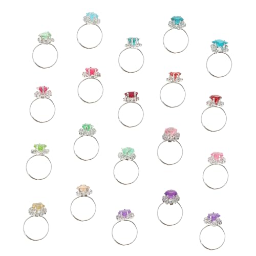Supvox 20 Stück Teiliges Mädchen Ringe Bunte Dekorative Ringe Verstellbar Rollenspiel Schmuck für Geburtstag Zufällige Farbe Zufällige Farbe von Supvox