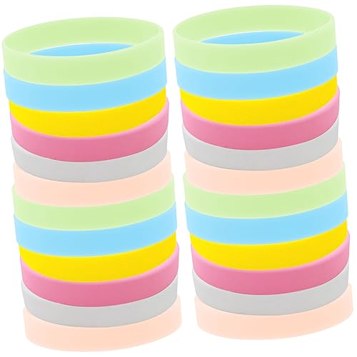 Supvox 24 Stück Leuchtende Silikon Armbänder Nachtleuchtende Gummiarmbänder für Erwachsene Party Dekoration und Festival Zubehör in Verschiedenen Farben von Supvox