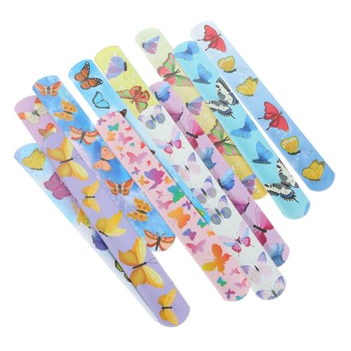 Supvox 24 Stück Teiliges Slap Bracelets mit Schmetterlings Flexible Armbänder Strapazierfähige Cartoon Schnapparmbänder für Partygeschenke Geburtstagsfeiern und Freizeitspaß von Supvox