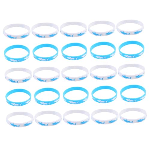 Supvox 25 Stück Teiliges Silikonarmband Bedruckte Robuste Wristbands mit Haifischmotiv Bequem und Strapazierfähig für Themenpartys Karneval und Festivals Zufällige Farbe Zufällige Farbe von Supvox