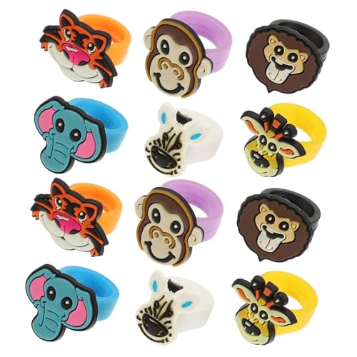 Supvox 25 Stück Teiliges Waldtiere Chunky Ringe aus Langlebigem PVC Niedliche Cartoon Tierfinger Ringe für Party Goodie Bags Geschenkideen und Tierisches Schmuckaccessoire von Supvox