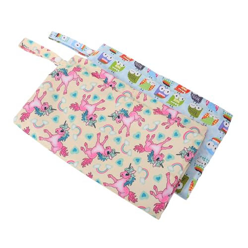 Supvox 2stücke wasserdichte Wickeltasche Aus Wiederverwendbar Mit Reißverschluss Für Pumpenteile Babykleidung Windeln Handtücher Leicht Tragbar Cartoon-Design von Supvox