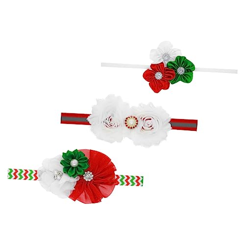 Supvox 3 Stück Haarband Weiche Blumen Stirnbänder für Neugeborene und Kleinkinder Festlich Bunte Kopfbedeckung für Weihnachten und Party Elastisch Langlebig Passend zu Jedem Outfit von Supvox