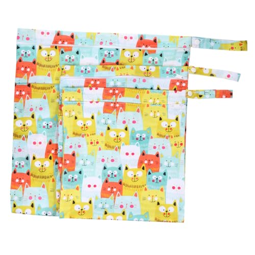 Supvox 3 Stück Wickeltasche Set Nassbeutel für Babys Windel waschbarer trockener nasse Beutel Nass trockener Beutel Aufbewahrungstasche wasserdichte TPU-Membran Bunt von Supvox