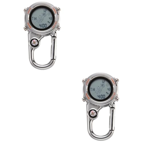 Supvox 3St Bergwache Taschenuhr für Männer digitaler Rucksack Männer Frauen sehen Clip spangenuhr damenarmbanduhr die Uhr Karabineruhr mit Kompass Gürteluhr Zinklegierungsmaterial Orange von Supvox