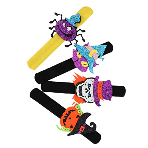 Supvox 4 Stück Halloween Slap Armbänder Partyzubehör Kürbis Fledermaus Sichere Langlebige Schlagarmbänder mit Glatter Oberfläche für Karneval Bühnenauftritte von Supvox