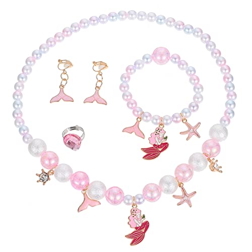 Supvox 4 Stück Meerjungfrau Kinder Schmuck Halskette Armband Ring Anhänger für Mädchen Perlen Schmuck für Kostüme und Alltag Supvox 4 Stück Meerjungfrau Kinder Schmuck Halskette Armband Ring Anhänger für Mädchen Perlen Schmuck für Kostüme und Alltag von Supvox