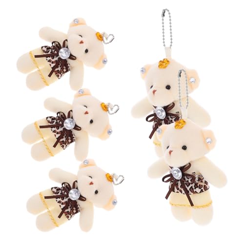 Supvox 5 Stück Mini Plüschbären DIY Deko für Schlüsselanhänger Hochzeit Geburtstagsgeschenke Süße Stofftiere Tiefbraun von Supvox