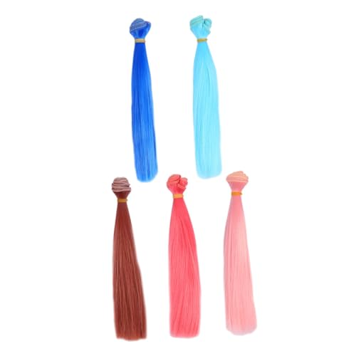 Supvox 5stücke Puppenhaarverlängerungen Synthetische Haarverlängerungen Glatte Tressen Für Puppenherstellung Hitzebeständige Faser Zum Basteln Puppenhaarmaterialien Mit Einfach von Supvox