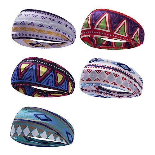 Supvox 5 Stück Stirnbänder Mit Gemischten Mustern Elastisch Nicht Modisch Für Damen Und Herren Ideal Für Den Urlaub von Supvox