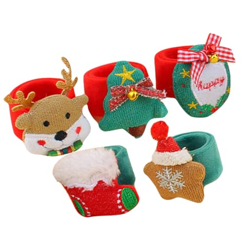 Supvox 5 Stück Teiliges Weihnachts Slap Armbänder für Lustige Plüsch Rentier Slap Bänder Kinderfreundliches Leicht Anzulegen Langlebig Festival Zubehör von Supvox