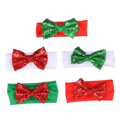 Supvox 5stücke Stirnband Mit Pailletten Bogen Für Mädchen Kopfbedeckung Aus Polyester Weihnachten Haar Zubehör Dehnbares Design Für Neugeborene Und Kleinkinder Passt Zur Kopfgröße von Supvox
