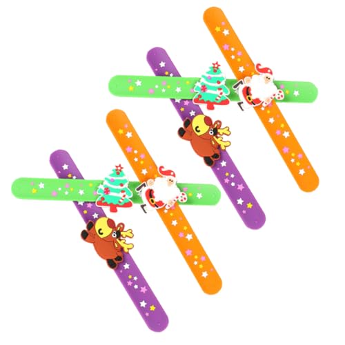 Supvox 6 Stück Teiliges Weihnachts Silikon Slap Armband Bunte und Erwachsenen Armbänder Strapazierfähiges Hautfreundliches Partyspielzeug für Festliche von Supvox