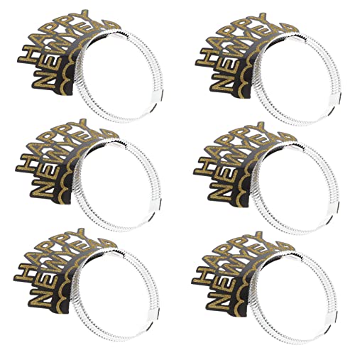 Supvox 6Stücke Frohes Neues Jahr Stirnbänder Neujahrsparty Haarschmuck Goldene Kopfbedeckung für Silvesterfeiern Leicht und Kreativ für Festliche Anlässe von Supvox
