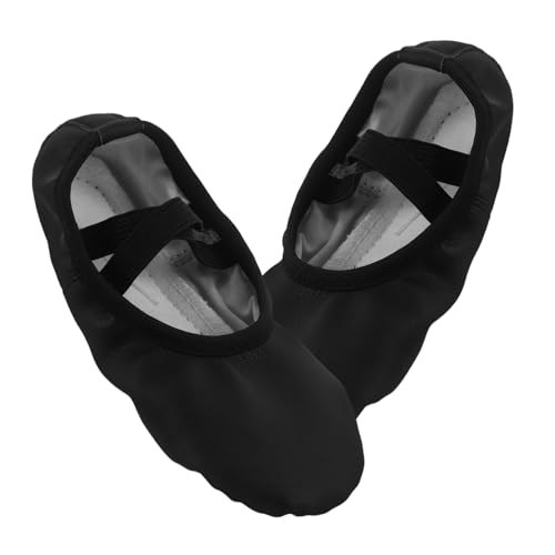 Supvox Ballettschuhe aus Pu-Material Weiche Flexible Sohle Schnürsenkellos Atmungsaktive Tanzschläppchen für Mädchen und Frauen Geeignet für Ballett Yoga Tanztraining Schwarz von Supvox