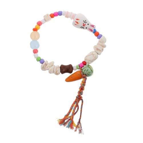 Supvox Einstellbares Osterarmband mit Niedlichem Hasen Karottenanhänger Farbenfrohes Elastisches Armband für Mädchen und Frauen Vielseitiges Modisches Accessoire für Feiertage und Alltag von Supvox