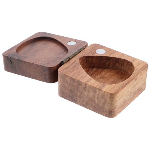 Supvox Gitarren Plektrum Aufbewahrungsbox aus Schwarzem Walnussholz Kompakt und Leicht Schützt Plektren vor Kratzern und Stößen Tragbarer Ukulele Pick Storage Organizer für Musiker und von Supvox