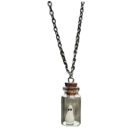 Supvox Glasflasche Halskette mit Kette Handgefertigter Kleiner Glasanhänger Langlebig und Hautfreundlich Leuchtender Geisterflaschenanhänger für Halloween und Alltag Eleganter Schmuck von Supvox