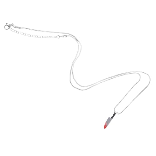 Supvox Gothic Bloody Cutter Halskette Anhänger Kreatives Design für Halloween Party Alltag Schmuck von Supvox