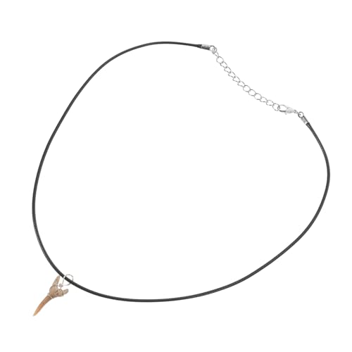 Supvox Haifischzahn Anhänger Halskette Damen Verstellbare Lederkette Natürliche Textur Vielseitiger Modeschmuck Für Alltag und Feierlichkeiten von Supvox