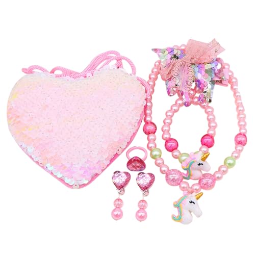 Supvox Kinderschmuck Set Perlenkette und Armband für Mädchen Buntes Schmuck Bastelset Hautfreundlich Einzigartiges Einhorn Design für Kleine Mädchen von Supvox