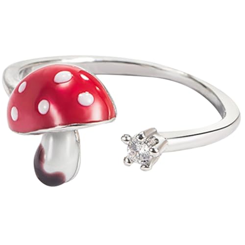 Supvox Offener Pilzring Damen und Teenager Verstellbarer Alloy Fingerring Leichter Modischer Schmuck für Alltag und zu Weihnachten Neujahr Jubiläum von Supvox