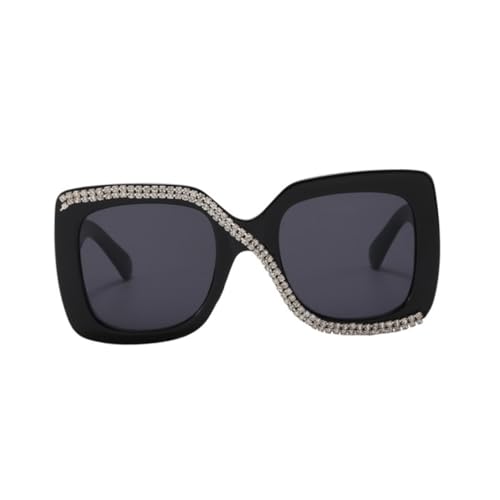 Supvox Retro Damen Sonnenbrille Eckig Groß Leicht Robust UV Schutz Modisch für Runde Köpfe Sommer Strand Party von Supvox