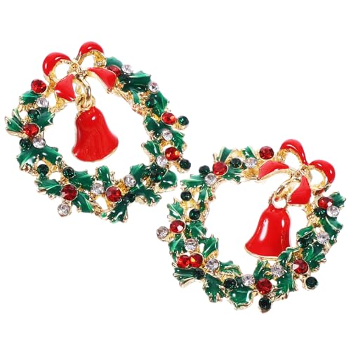 Supvox Weihnachtliche Kranz Ohrringe Damen Leichte Legierung mit Funkelnden Strasssteinen Elegante Weihnachtsdeko Ohrhänger Bequem für Party Hochzeit Festliche Anlässe Einzigartige Xmas von Supvox