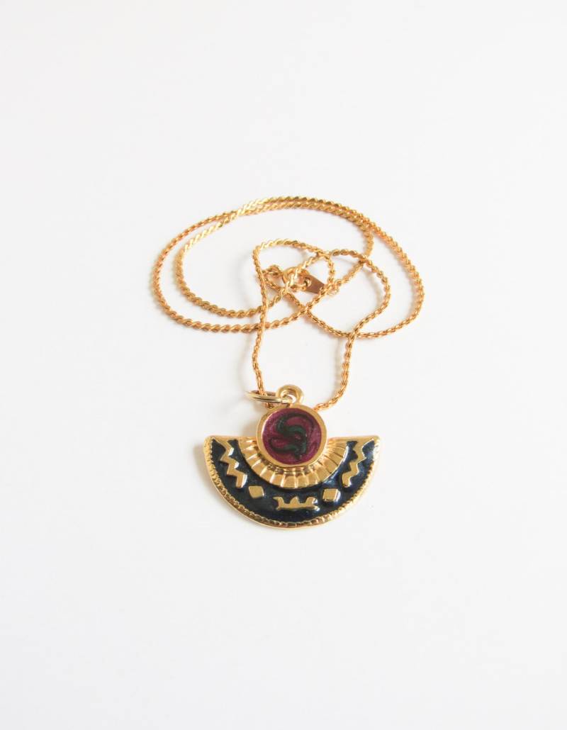 Südwest Emaille Vintage Gold Halskette Mit Native Design Südwest Emaille Vintage Gold Halskette Mit Native Design von SurLhistoire