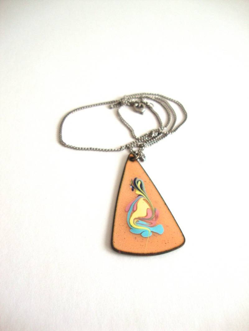 Vintage Modernist Kupfer Halskette Zwei-Wege-Vintage Email Handwerker Halskettenanhänger Vintage Modernist Kupfer Halskette Zwei-Wege-Vintage Email Handwerker Halskettenanhänger von SurLhistoire