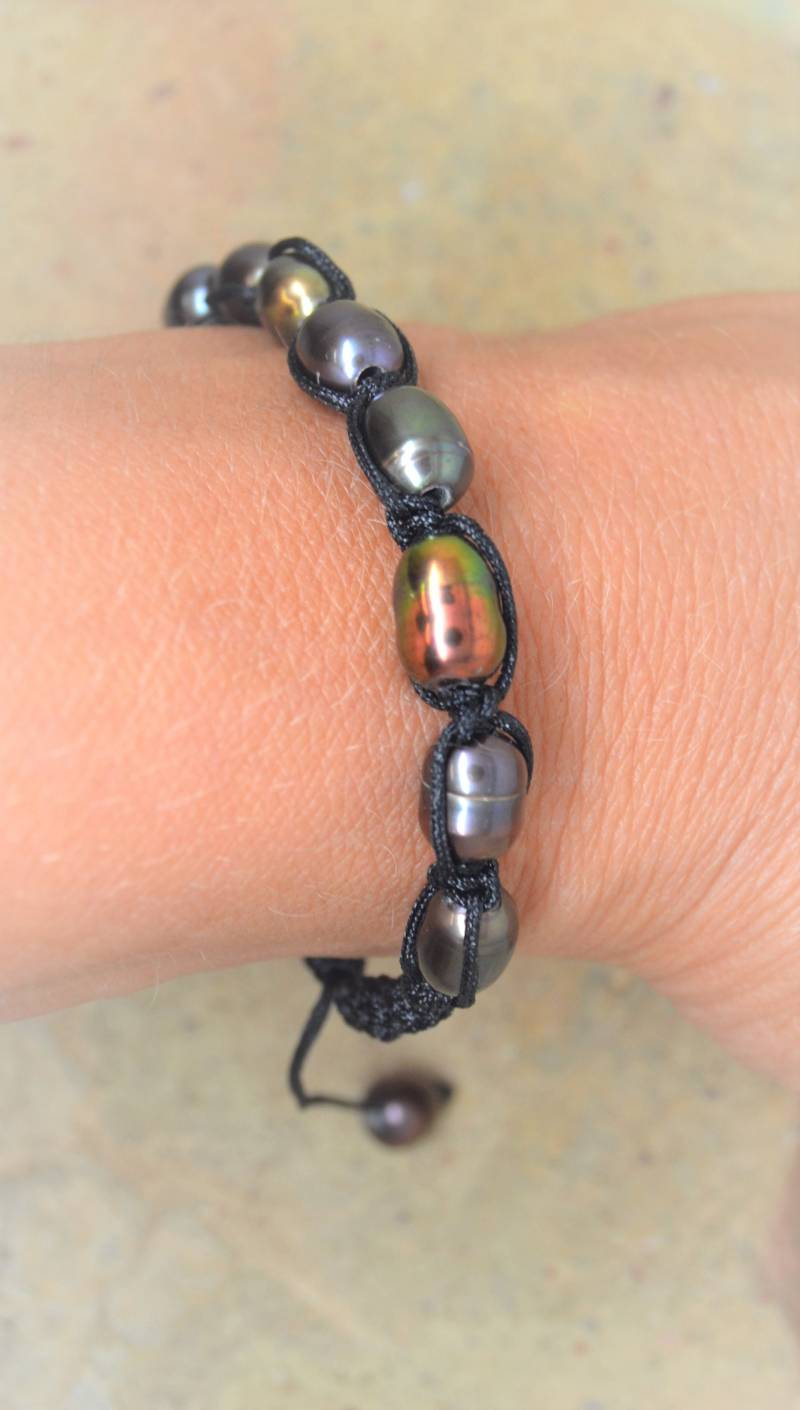 Armband, Süßwasserperlen, Schiebeknoten Armband, Süßwasserperlen, Schiebeknoten von SurMonIleCreations