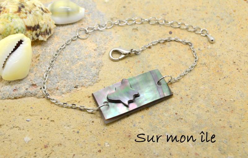 Armband, in Perlmutt, Silber Metall-Kette Schmetterling Armband, in Perlmutt, Silber Metall-Kette Schmetterling von SurMonIleCreations