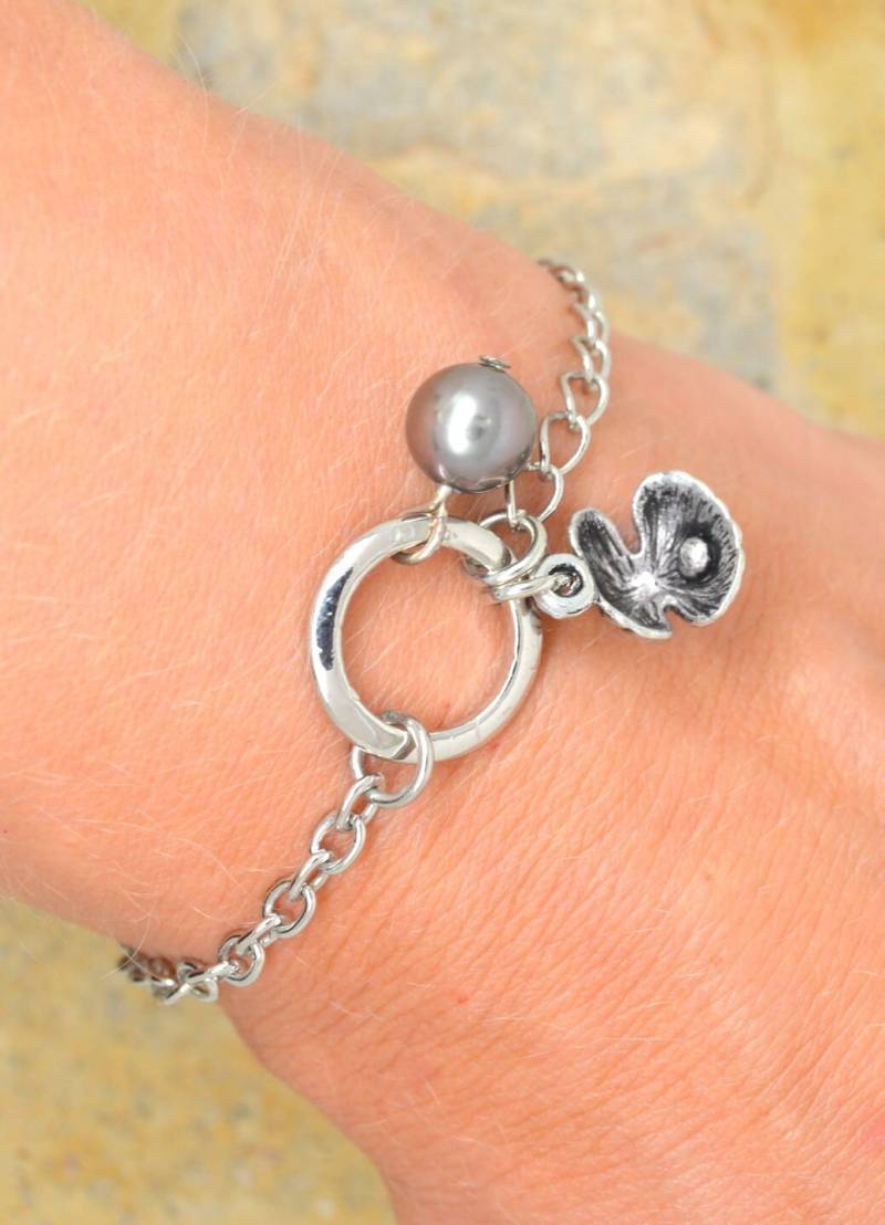 Damenarmband, Perle Von Tahiti, Perlier, Silbermetall von SurMonIleCreations