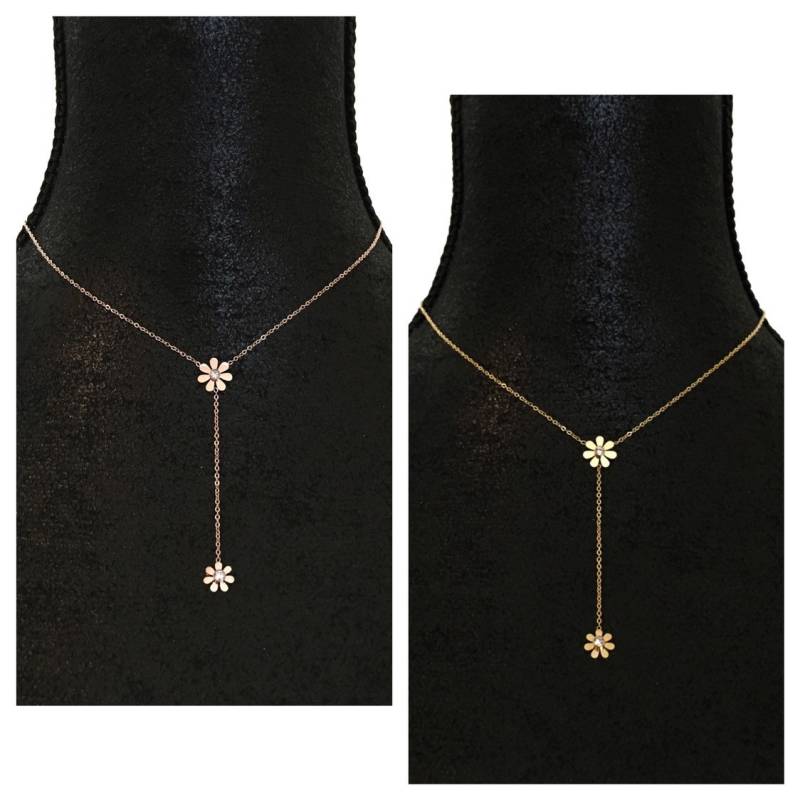 Zierliche Gänseblümchen Y Tropfen Halskette, Lariat Solitare Anhänger, Kette, Kristall Anhänger | Überraschungen von Suradesires